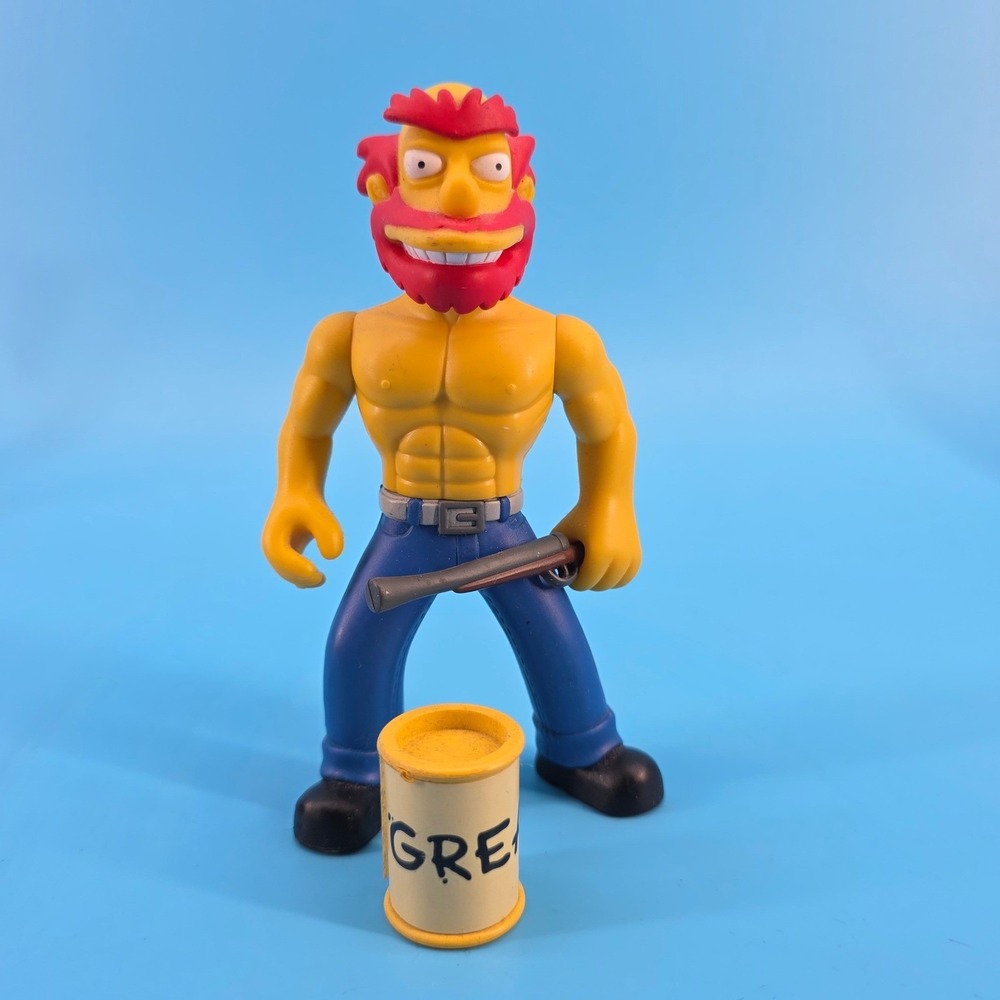 The Simpsons Groundskeeper Willie Action Figure Grease Me Up Playmates 2002‎